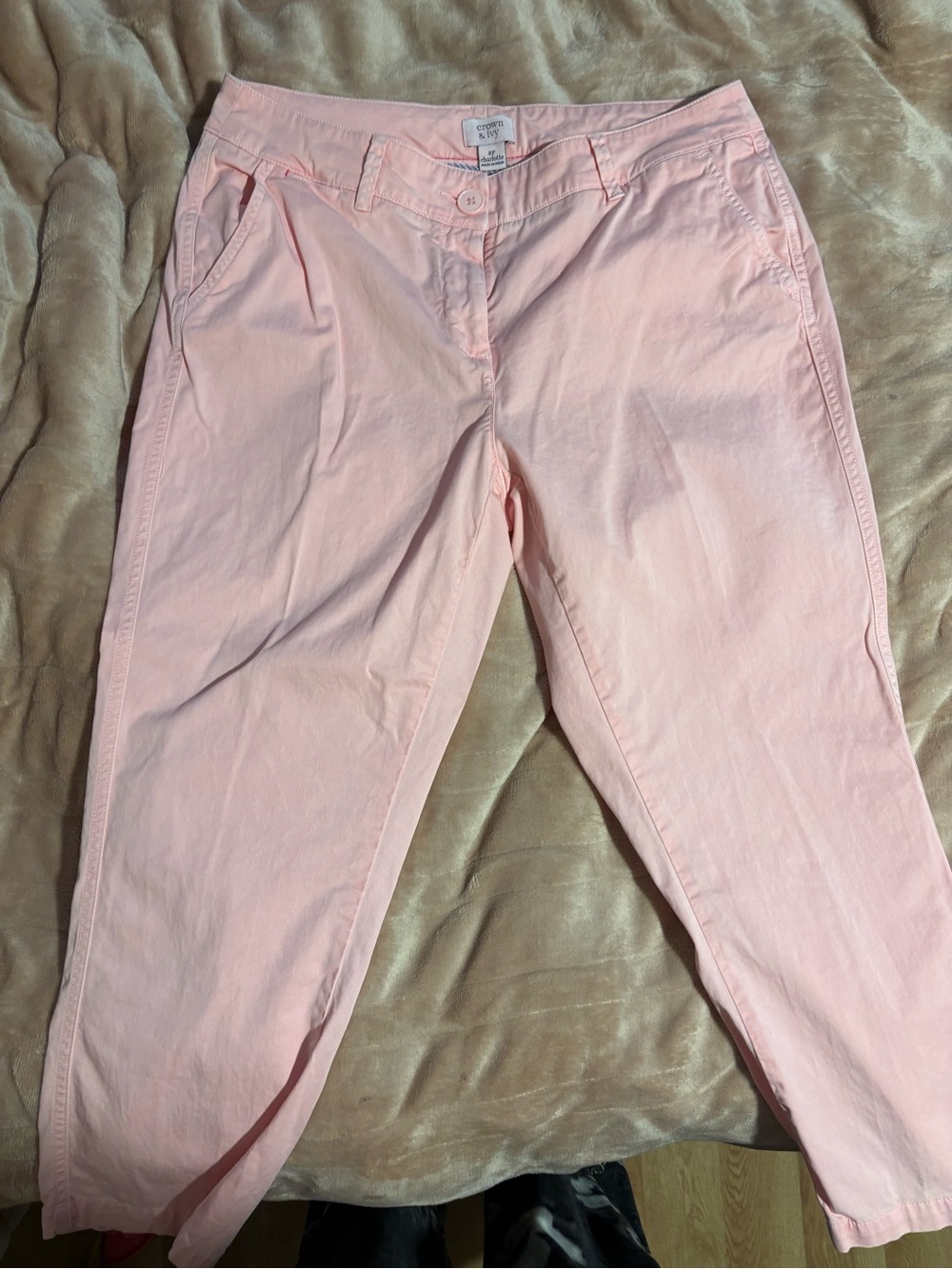 crown & ivy Pale Pink Midrise Chino Pants